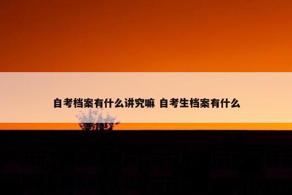 自考档案有什么讲究嘛 自考生档案有什么