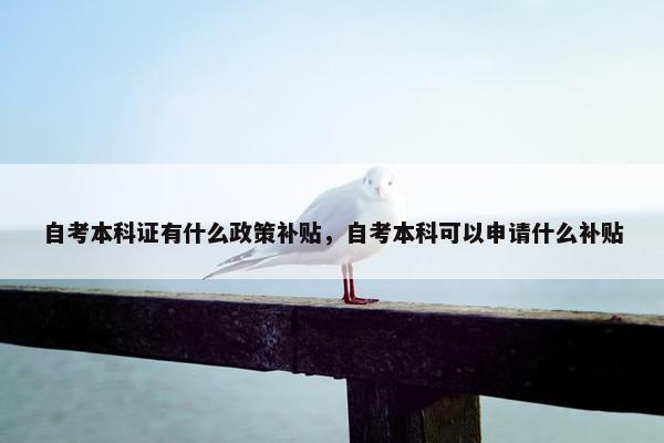 自考本科证有什么政策补贴，自考本科可以申请什么补贴