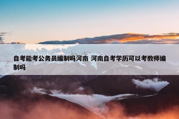 自考能考公务员编制吗河南 河南自考学历可以考教师编制吗