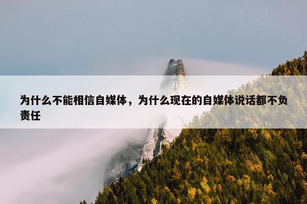 为什么不能相信自媒体，为什么现在的自媒体说话都不负责任