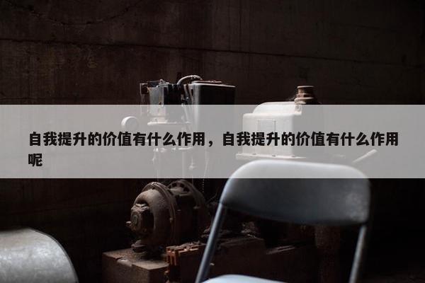 自我提升的价值有什么作用，自我提升的价值有什么作用呢