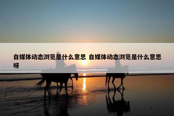 自媒体动态浏览是什么意思 自媒体动态浏览是什么意思呀