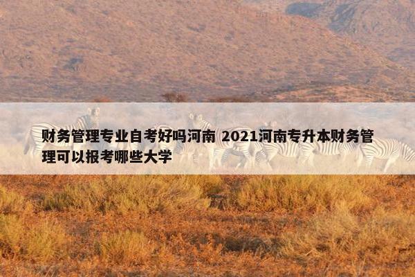 财务管理专业自考好吗河南 2021河南专升本财务管理可以报考哪些大学