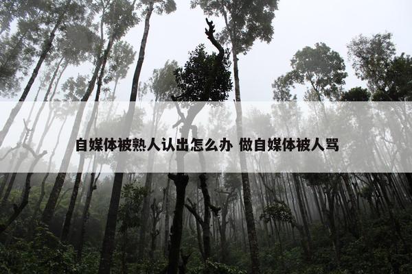 自媒体被熟人认出怎么办 做自媒体被人骂