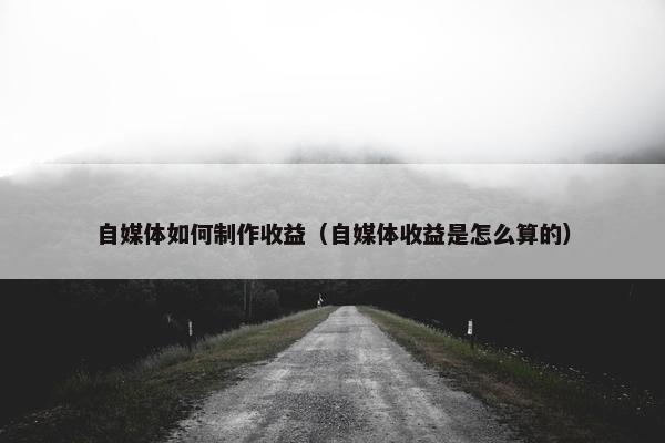 自媒体如何制作收益（自媒体收益是怎么算的）