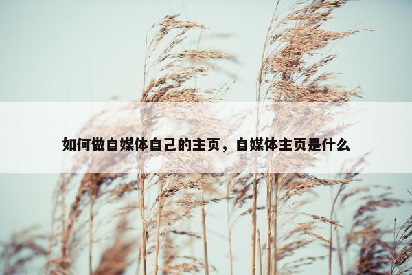 如何做自媒体自己的主页，自媒体主页是什么