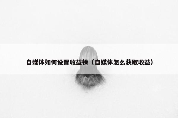 自媒体如何设置收益榜（自媒体怎么获取收益）