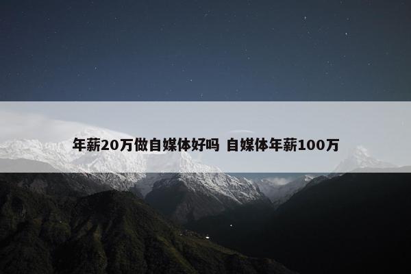 年薪20万做自媒体好吗 自媒体年薪100万