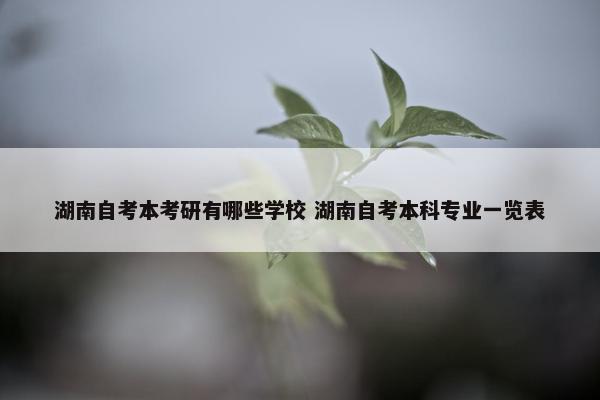 湖南自考本考研有哪些学校 湖南自考本科专业一览表