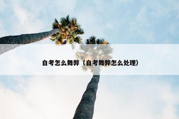 自考怎么舞弊（自考舞弊怎么处理）