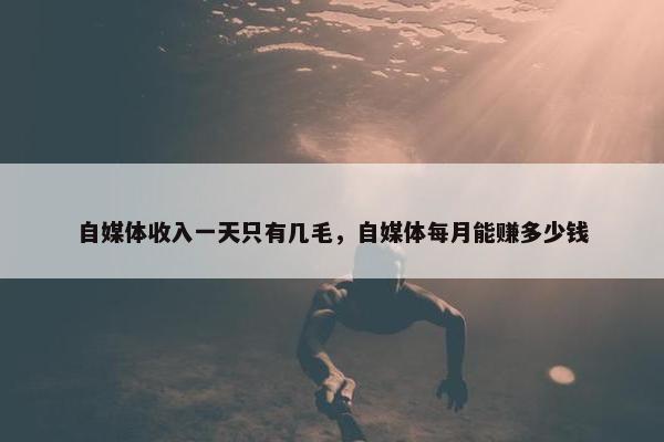 自媒体收入一天只有几毛，自媒体每月能赚多少钱