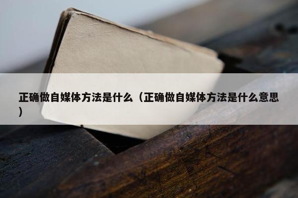 正确做自媒体方法是什么（正确做自媒体方法是什么意思）