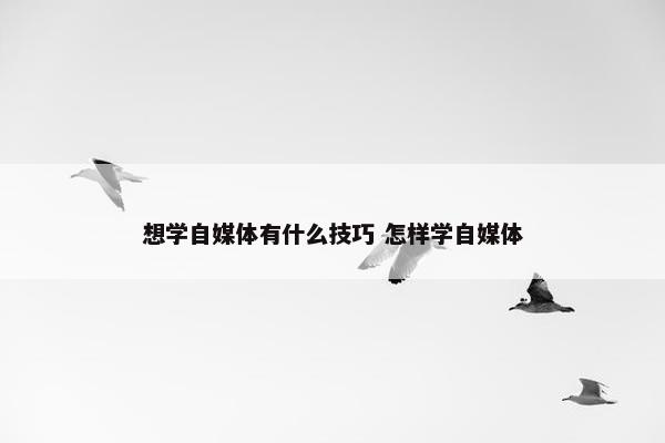 想学自媒体有什么技巧 怎样学自媒体