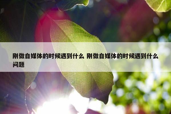 刚做自媒体的时候遇到什么 刚做自媒体的时候遇到什么问题