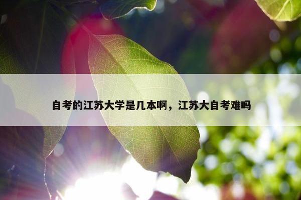 自考的江苏大学是几本啊，江苏大自考难吗