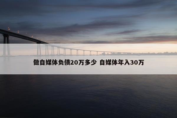 做自媒体负债20万多少 自媒体年入30万