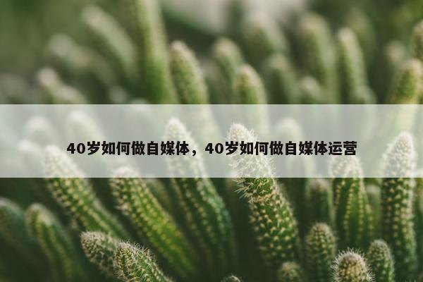 40岁如何做自媒体，40岁如何做自媒体运营