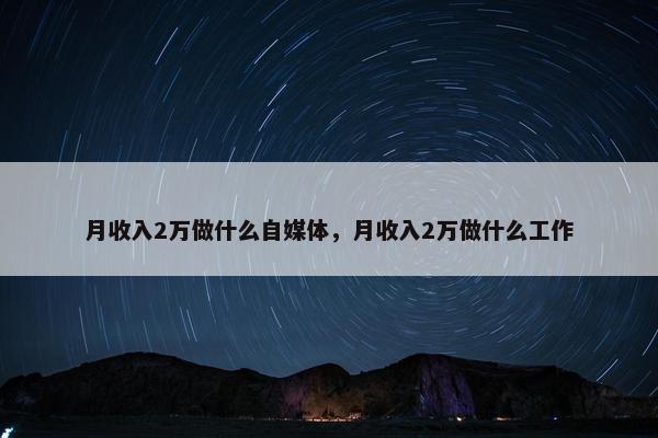 月收入2万做什么自媒体，月收入2万做什么工作