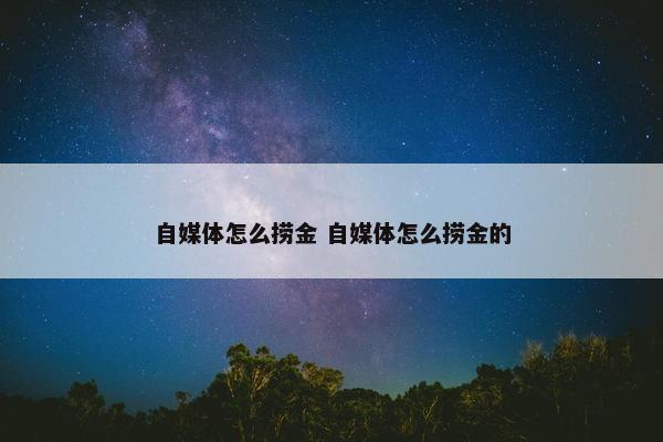 自媒体怎么捞金 自媒体怎么捞金的