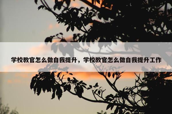 学校教官怎么做自我提升，学校教官怎么做自我提升工作