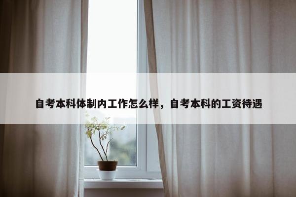 自考本科体制内工作怎么样，自考本科的工资待遇