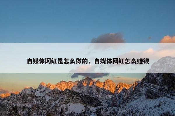 自媒体网红是怎么做的，自媒体网红怎么赚钱