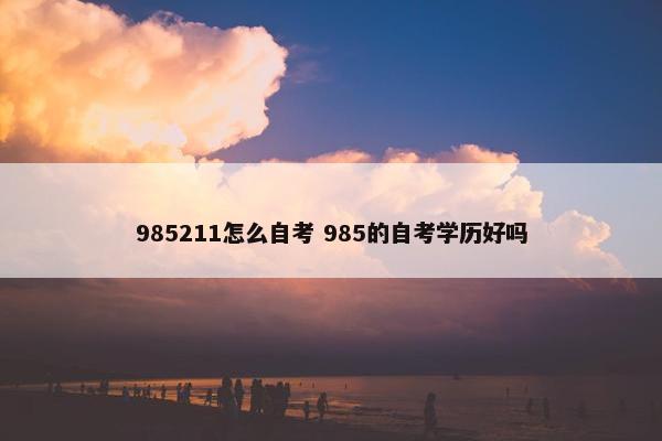 985211怎么自考 985的自考学历好吗