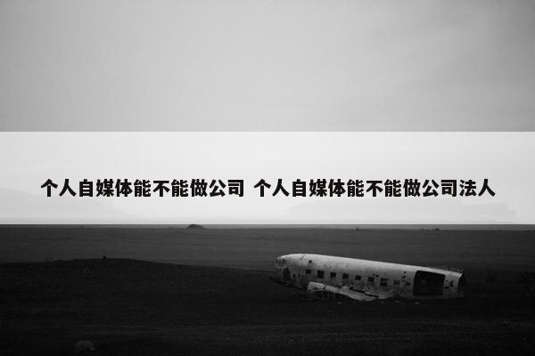 个人自媒体能不能做公司 个人自媒体能不能做公司法人