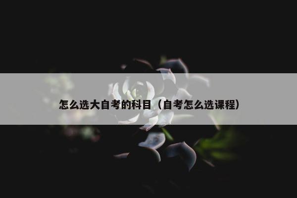 怎么选大自考的科目（自考怎么选课程）