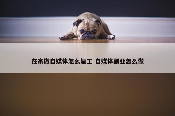 在家做自媒体怎么复工 自媒体副业怎么做