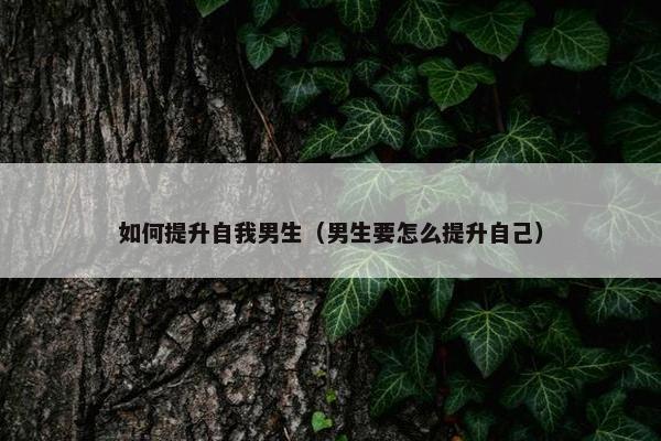 如何提升自我男生（男生要怎么提升自己）