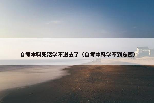 自考本科死活学不进去了（自考本科学不到东西）