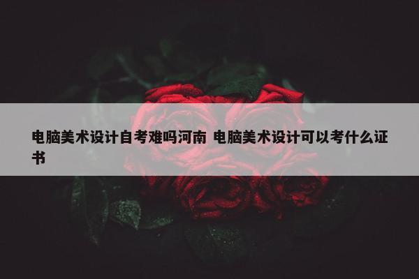 电脑美术设计自考难吗河南 电脑美术设计可以考什么证书