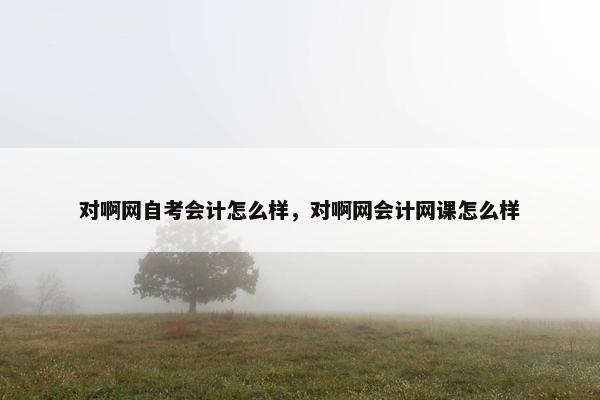 对啊网自考会计怎么样，对啊网会计网课怎么样