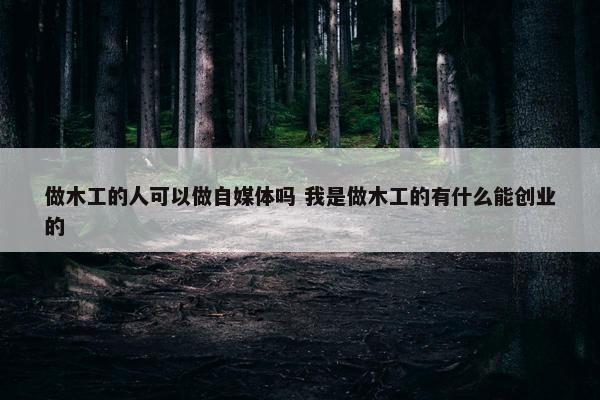 做木工的人可以做自媒体吗 我是做木工的有什么能创业的