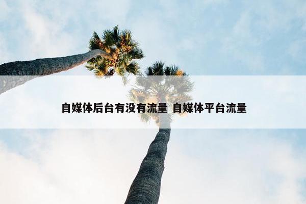 自媒体后台有没有流量 自媒体平台流量