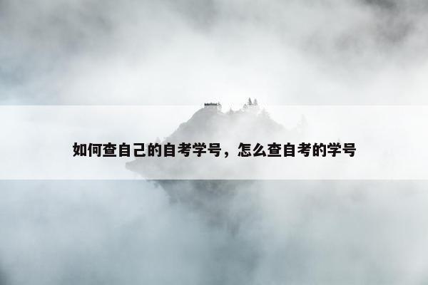 如何查自己的自考学号，怎么查自考的学号