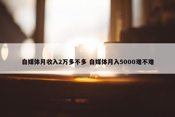 自媒体月收入2万多不多 自媒体月入5000难不难