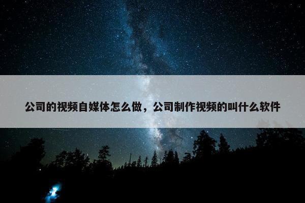 公司的视频自媒体怎么做，公司制作视频的叫什么软件