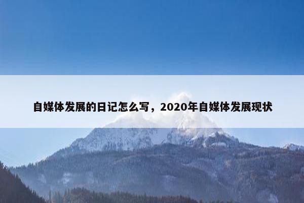 自媒体发展的日记怎么写，2020年自媒体发展现状