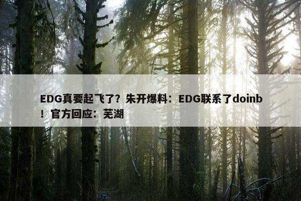 EDG真要起飞了？朱开爆料：EDG联系了doinb！官方回应：芜湖