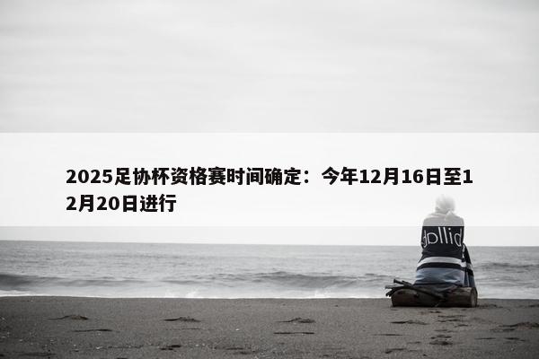 2025足协杯资格赛时间确定：今年12月16日至12月20日进行