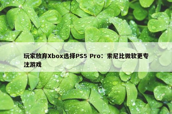 玩家放弃Xbox选择PS5 Pro：索尼比微软更专注游戏