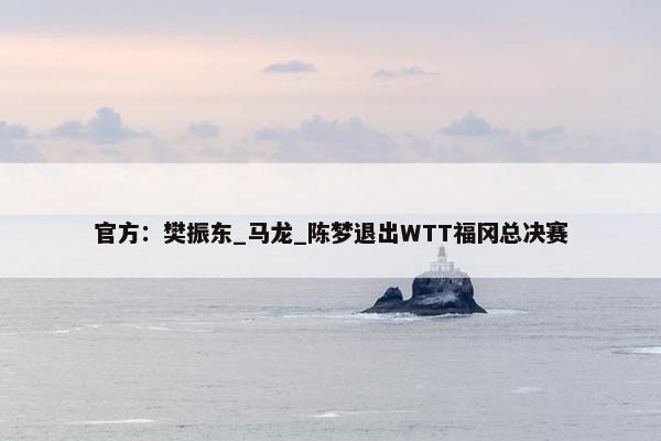 官方：樊振东_马龙_陈梦退出WTT福冈总决赛