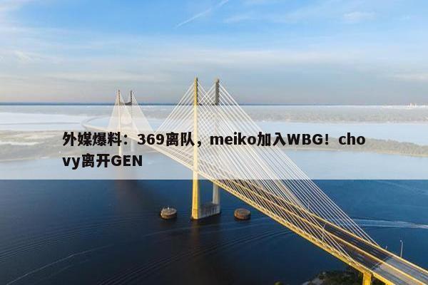 外媒爆料：369离队，meiko加入WBG！chovy离开GEN