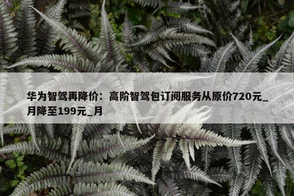 华为智驾再降价：高阶智驾包订阅服务从原价720元_月降至199元_月