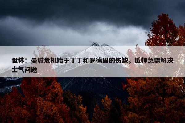 世体：曼城危机始于丁丁和罗德里的伤缺，瓜帅急需解决士气问题