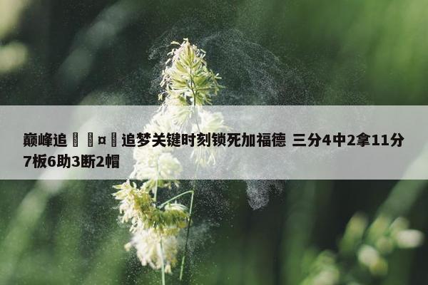 巅峰追🤯追梦关键时刻锁死加福德 三分4中2拿11分7板6助3断2帽