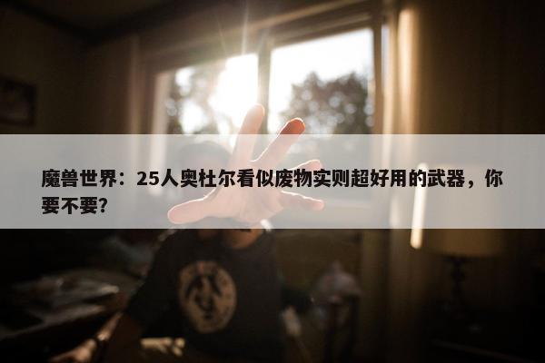 魔兽世界：25人奥杜尔看似废物实则超好用的武器，你要不要？