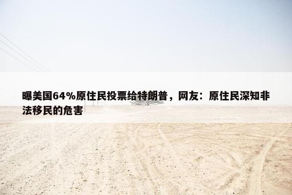 曝美国64%原住民投票给特朗普，网友：原住民深知非法移民的危害